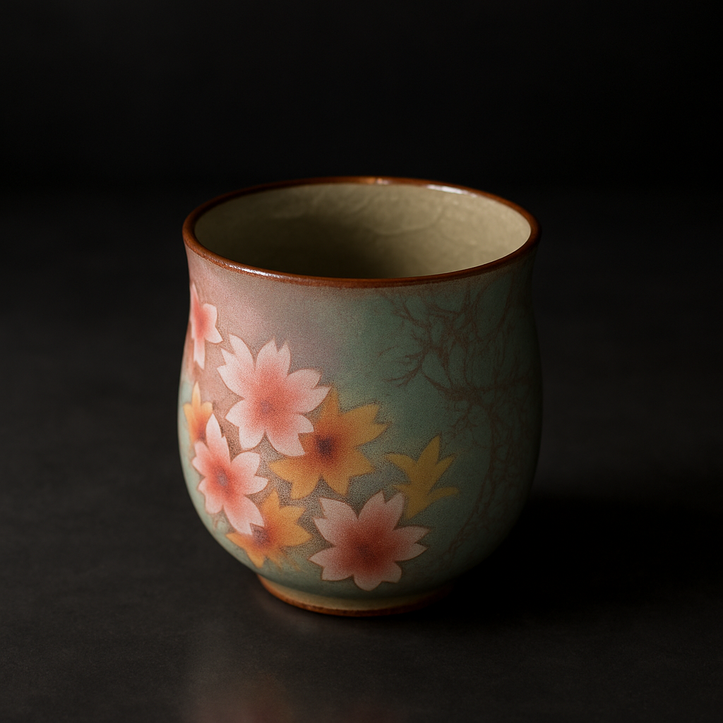 Weathered raku tea bowl with irregular black glaze and finger impressions showing wabi-sabi aesthetic principles of Sen no Rikyu's tea ceremony philosophy.